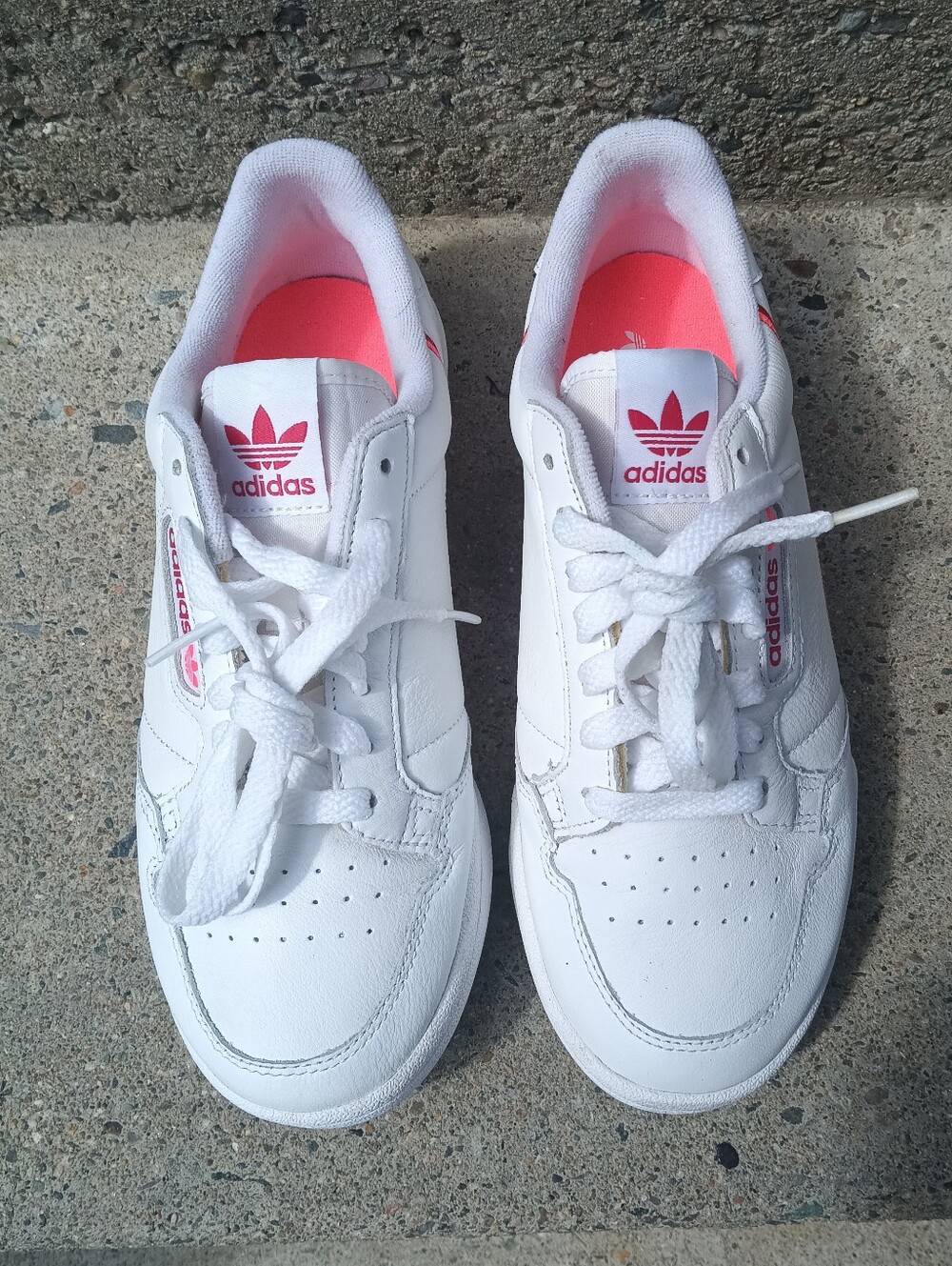 Adidas White Sneakers With Bright Coral And Pink Detailing Size US 6.5